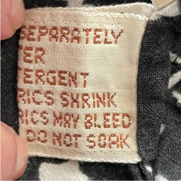 FabIndia Vintage Mens Black Abstract Print Cotton Short Kurta Tunic Shirt Large - Picture 8 of 9